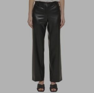 Calvin Klein Women's Faux Leather Straight Leg Pants Black Size 2